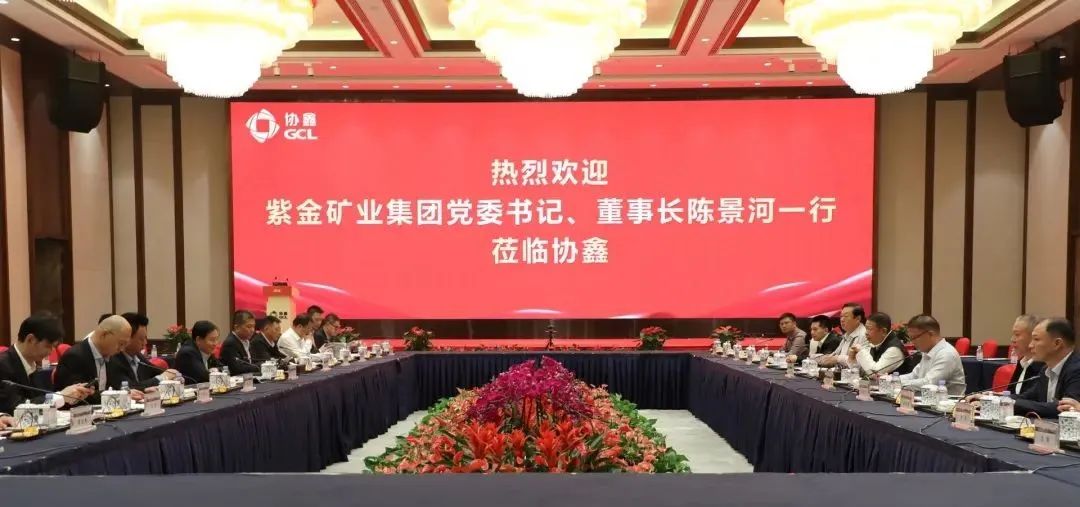 紫金矿业集团董事长陈景河、fh至尊凤凰平台董事长王文胜等一行赴协鑫集团访问交流